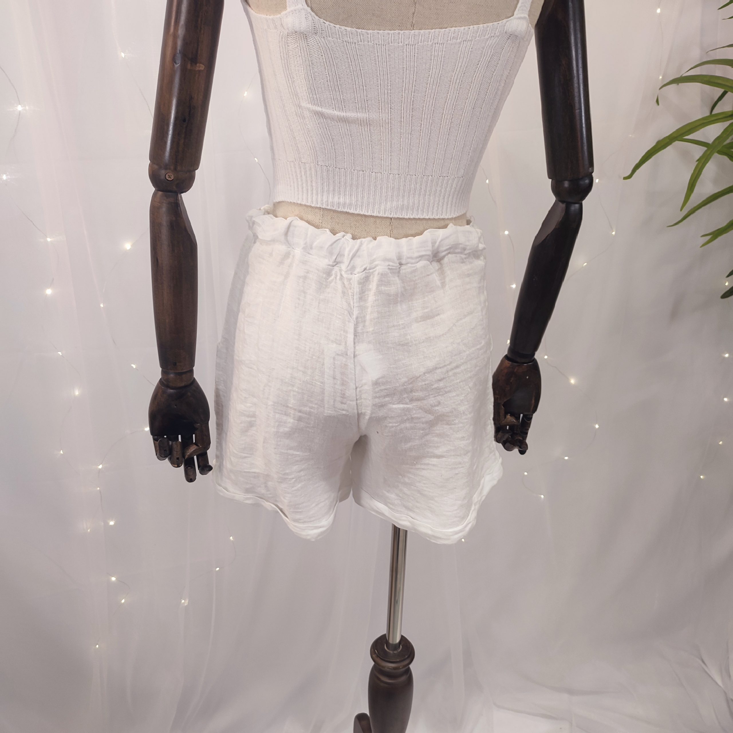 Short de lino con cintura elástica y cordón - Imagen 3
