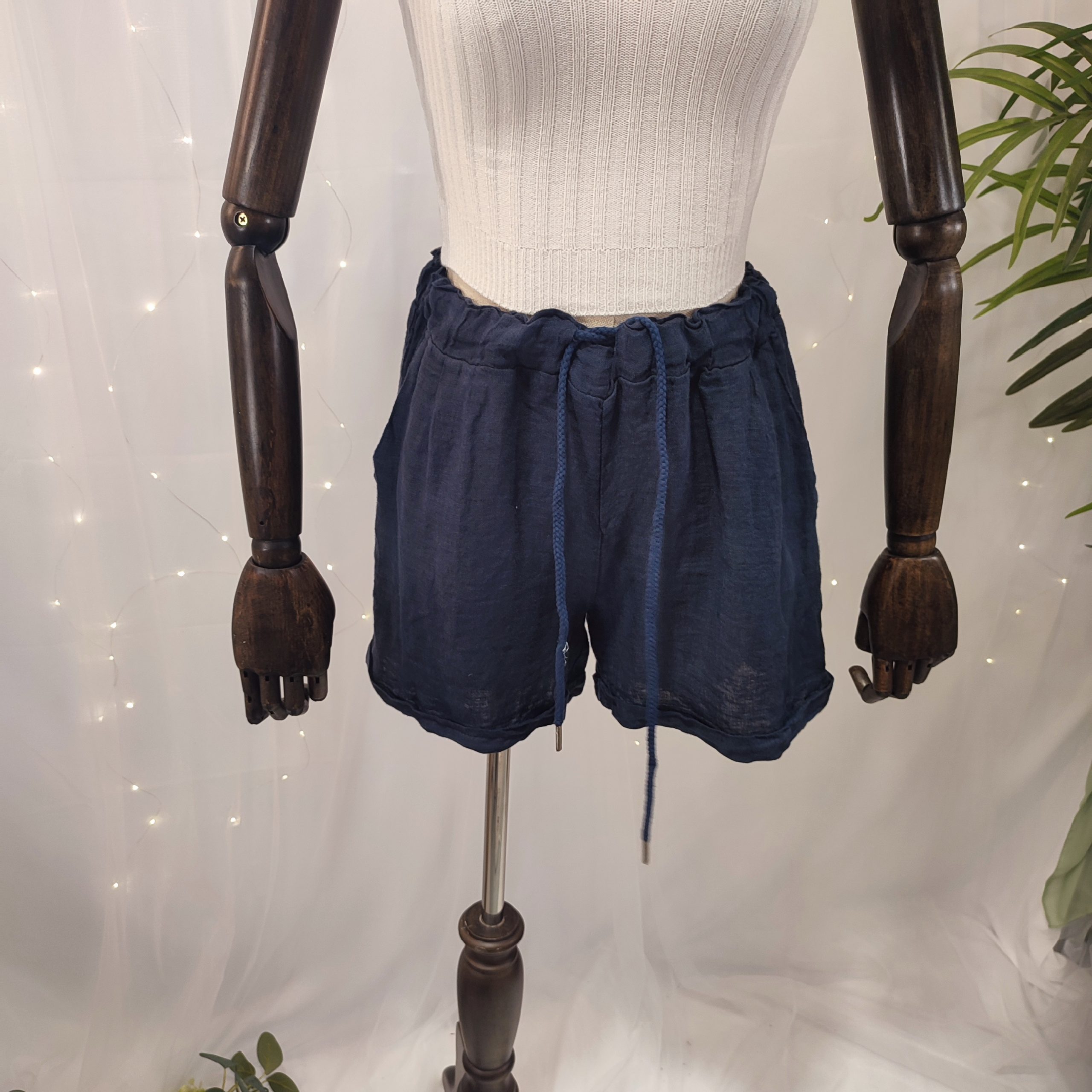 Short de lino con cintura elástica y cordón - Imagen 5