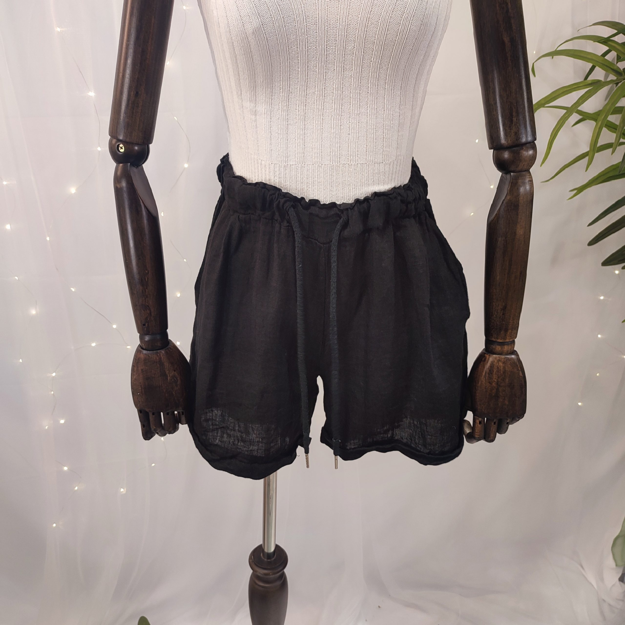 Short de lino con cintura elástica y cordón - Imagen 6