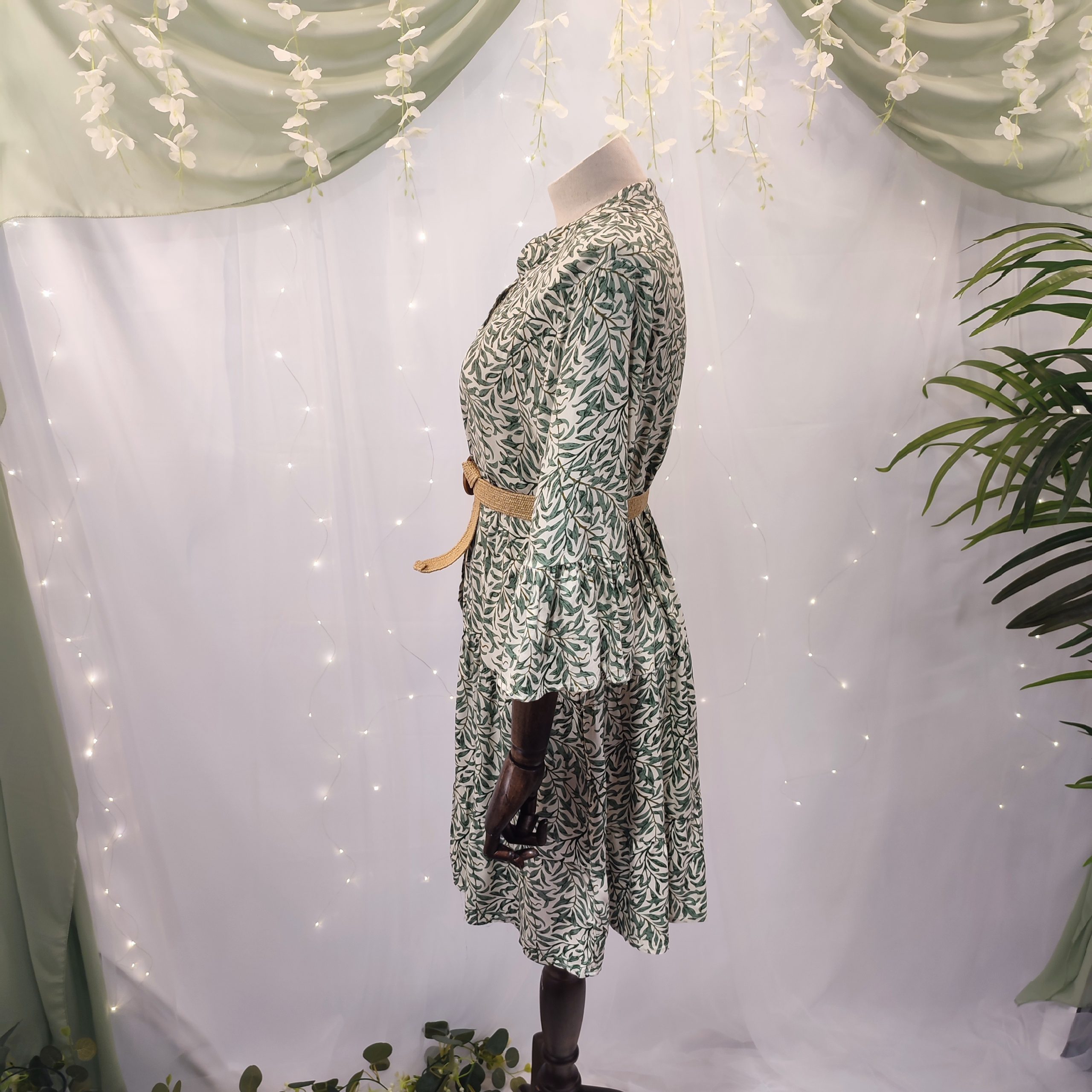 Vestido corto estampado ramas con manga - Imagen 2